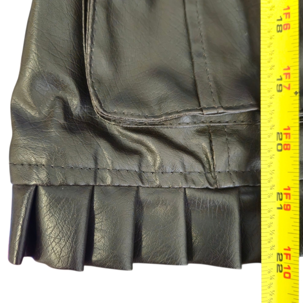 1955 vintage premium faux leather jacket ruffles Biker Goth women xl **FLAWS** - Picture 9 of 11